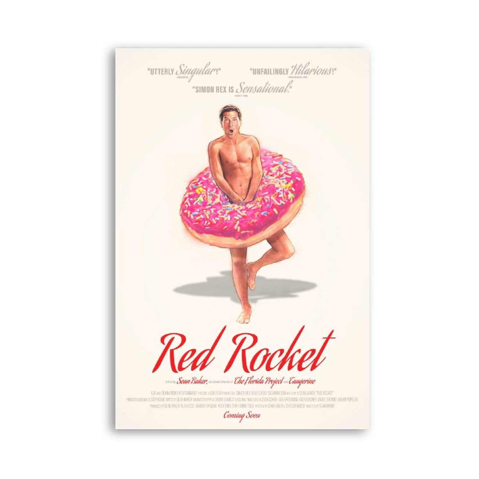 Red Rocket Movie Poster Canvas Wall Art - 20x30 Inch (50x75cm) Unframed - Bedroom, Office & Home Decor - Perfect Gift for Movie Lovers & Space Enthusiasts - Ideal for Living Room, Game Room or Man Cave Decorations