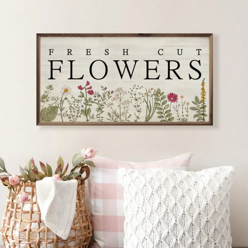 Fresh Cut Flowers Floral Wood Framed Print Wall Art - Perfect for Home Decor, Living Room, Bedroom & Office