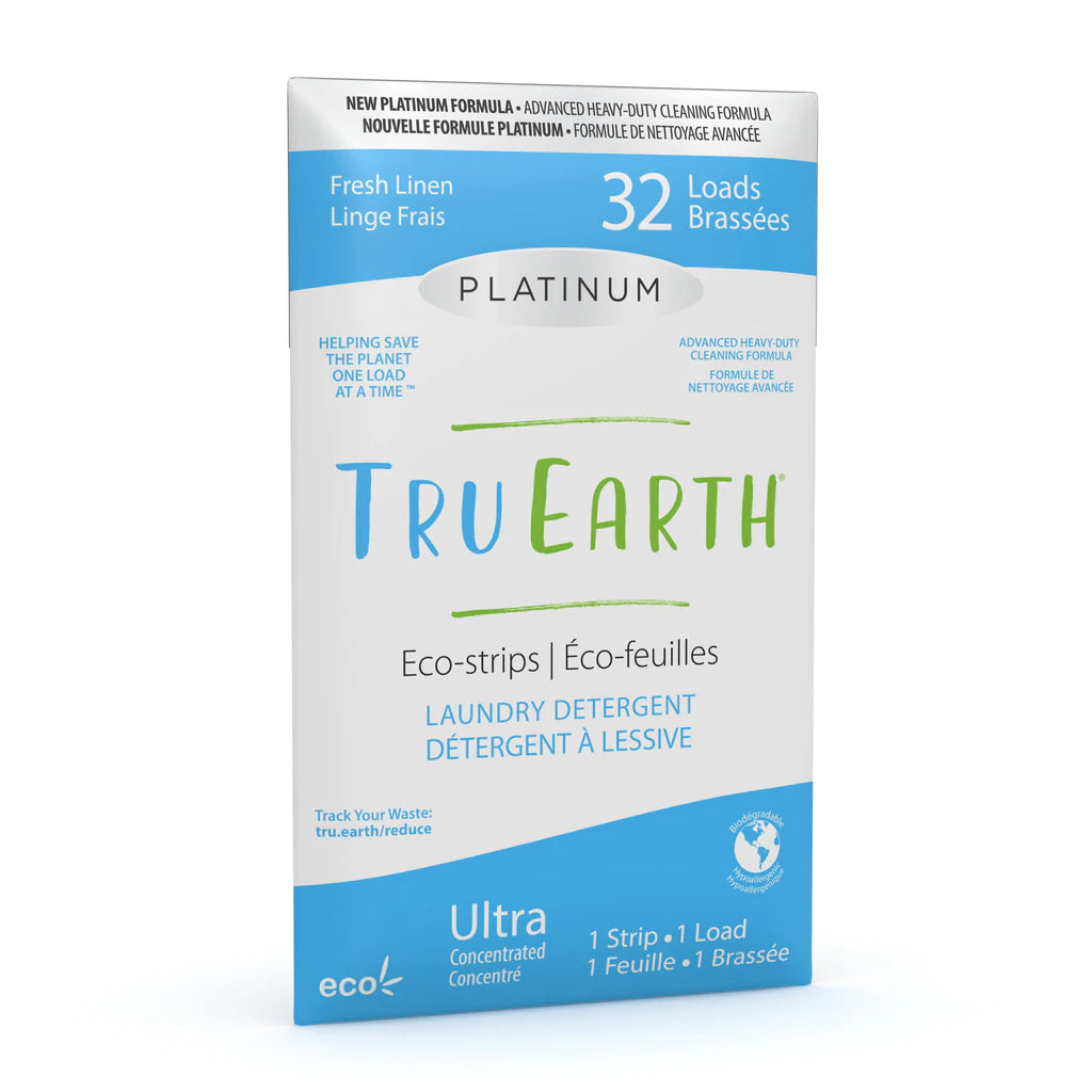 Tru Earth Platinum Eco Strips Laundry Detergent Sheets - Eco-Friendly, Hypoallergenic, Plastic-Free Laundry Detergent for Sensitive Skin - Perfect for Travel, Gym, Apartments & Eco-Conscious Homes