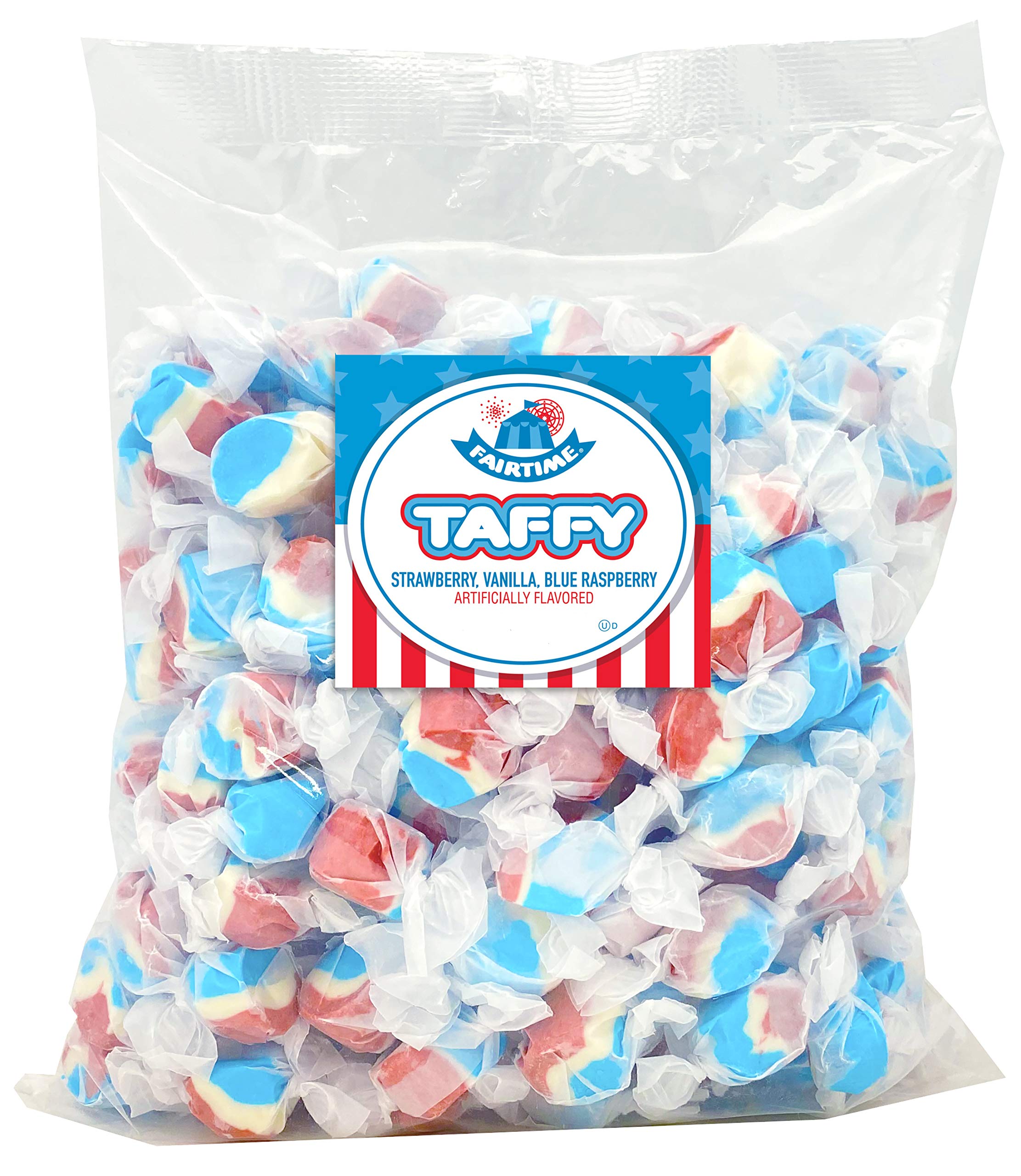 Adams & Brooks Fairtime Taffy - Red White Blue Candy for Parties & Gifts - 3lbs