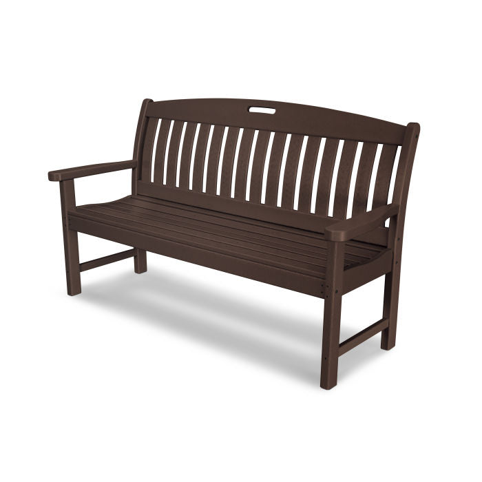 POLYWOOD Nautical 60-Inch Outdoor Bench - All-Weather Resin Wicker Patio Furniture for Poolside, Garden, Deck & Backyard Relaxation