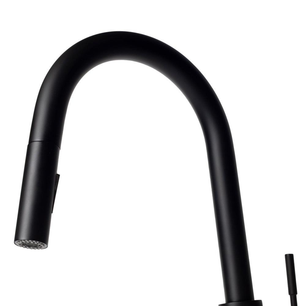 ZLINE Gemini Pull Down Single Handle Matte Black Kitchen Faucet - Modern High Arc Design for Sink, Dishwashing & Food Prep (GEM KF MB)