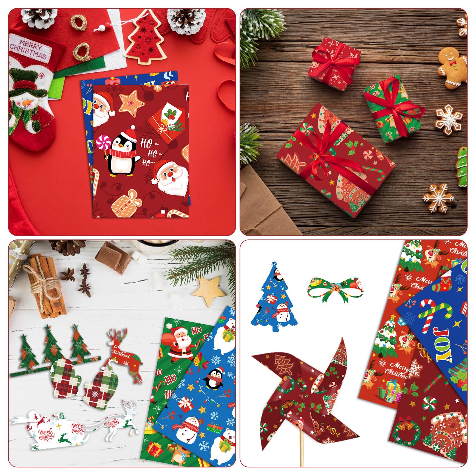 Konsait 24 Sheets 12x12 Inch Christmas Scrapbook Paper - Double Sided Holiday Patterned Cardstock for Card Making, DIY Crafts, Scrapbooking & Gift Wrapping - Festive Decorative Paper Supplies