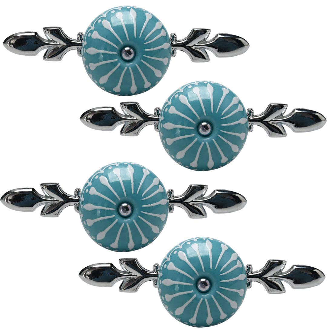 Vintage Ceramic Cabinet Knobs - 4 Pack Black & Blue Drawer Pulls for Cupboard, Wardrobe, Dresser - Durable Furniture Hardware for Home & Office Decoration