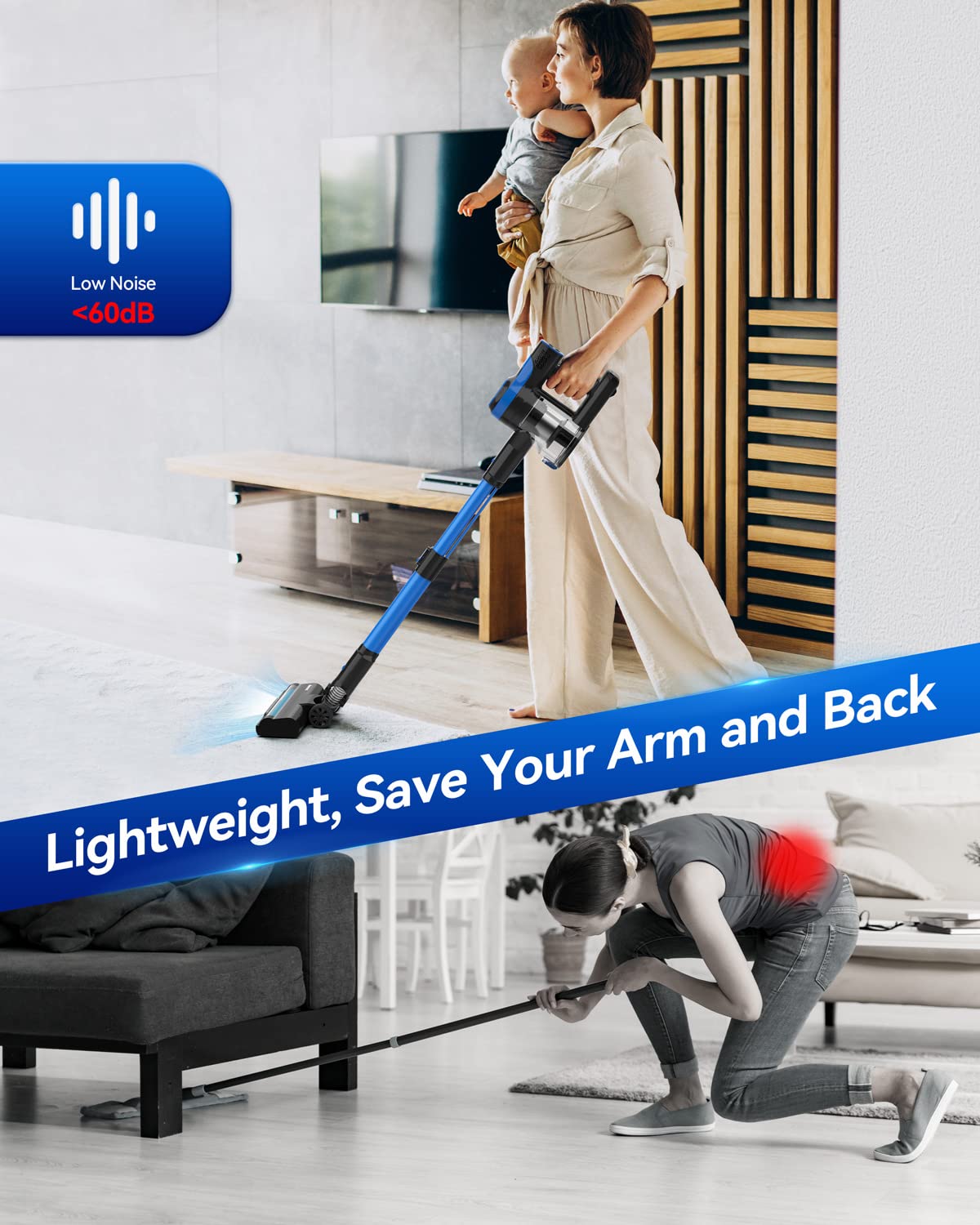 DEVOAC Cordless Vacuum Cleaner - Lightweight 6-in-1 Handheld Stick Vacuum with Powerful Suction, Rechargeable Battery for Carpets, Hard Floors & Pet Hair | Perfect for Home Cleaning, Car Detailing & Pet Owners