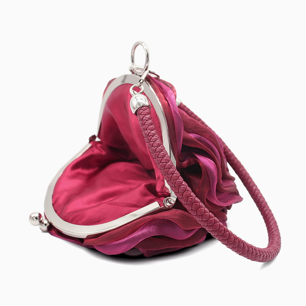 Elegant Rose Shaped Evening Clutch Purse for Women - Soft Satin Floral Wristlet Handbag for Wedding, Party & Special Occasions | Perfect Gift for Bridesmaids, Prom & Formal Events
