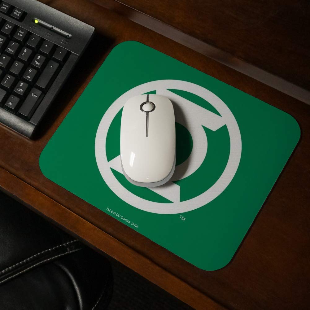Green Lantern Logo Low Profile Thin Gaming Mouse Pad - Non-Slip Rubber Base for PC, Laptop, Office & Home Use