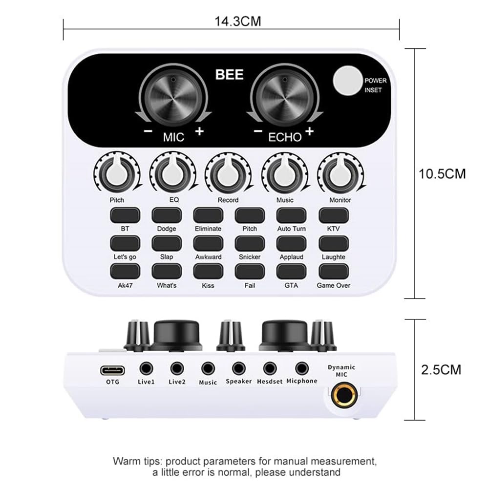 BNTAOMLE Mini USB Audio Interface - Portable Sound Card for PC, Computer & Phone - Podcast Mixer with Live Effects for Recording, Streaming & Broadcasting - Ideal for Home Studios, Gaming & Voiceovers