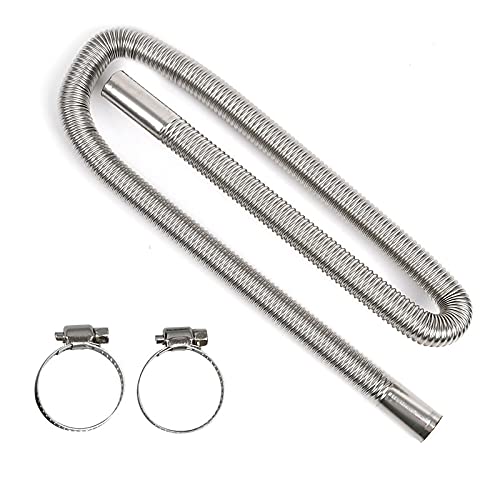 2.5CM/1in Stainless Steel Parking Air Heater Exhaust Pipe - Diesel & Gas Vent Hose (120cm) for Trucks, RVs & Marine Vehicles - Durable Fuel Tank Ventilation Solution