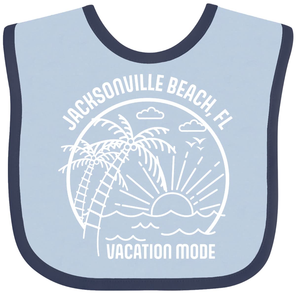Inktastic Summer Vacation Mode Jacksonville Beach Florida Baby Bib - Soft Cotton Drool Bib for Infants & Toddlers - Perfect for Beach Trips, Travel, and Everyday Use