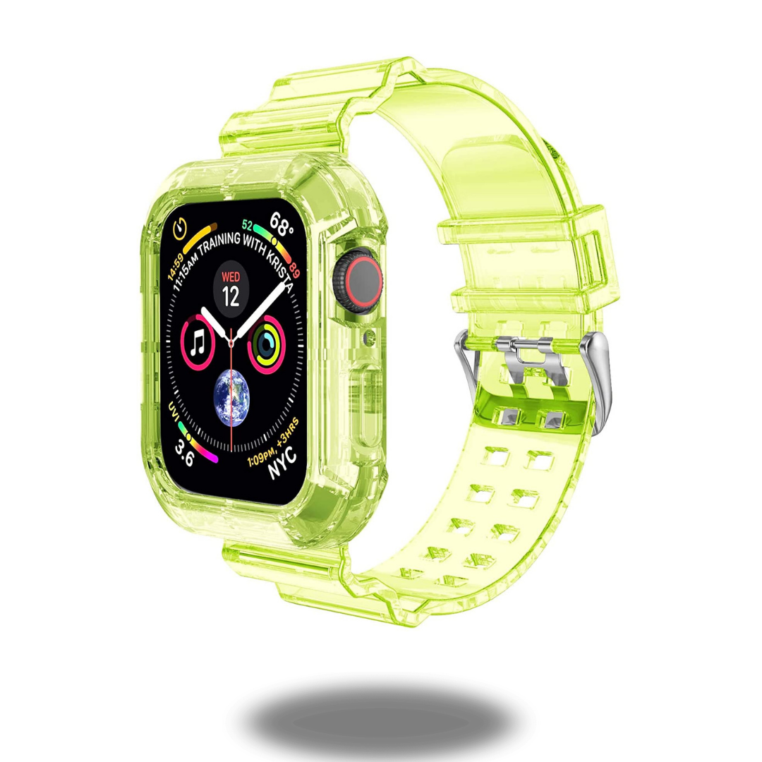 Clear Flexible TPU Strap for Apple Watch Series 9/8/7/SE - Durable Comfortable Replacement Band for Workout, Running & Everyday Use