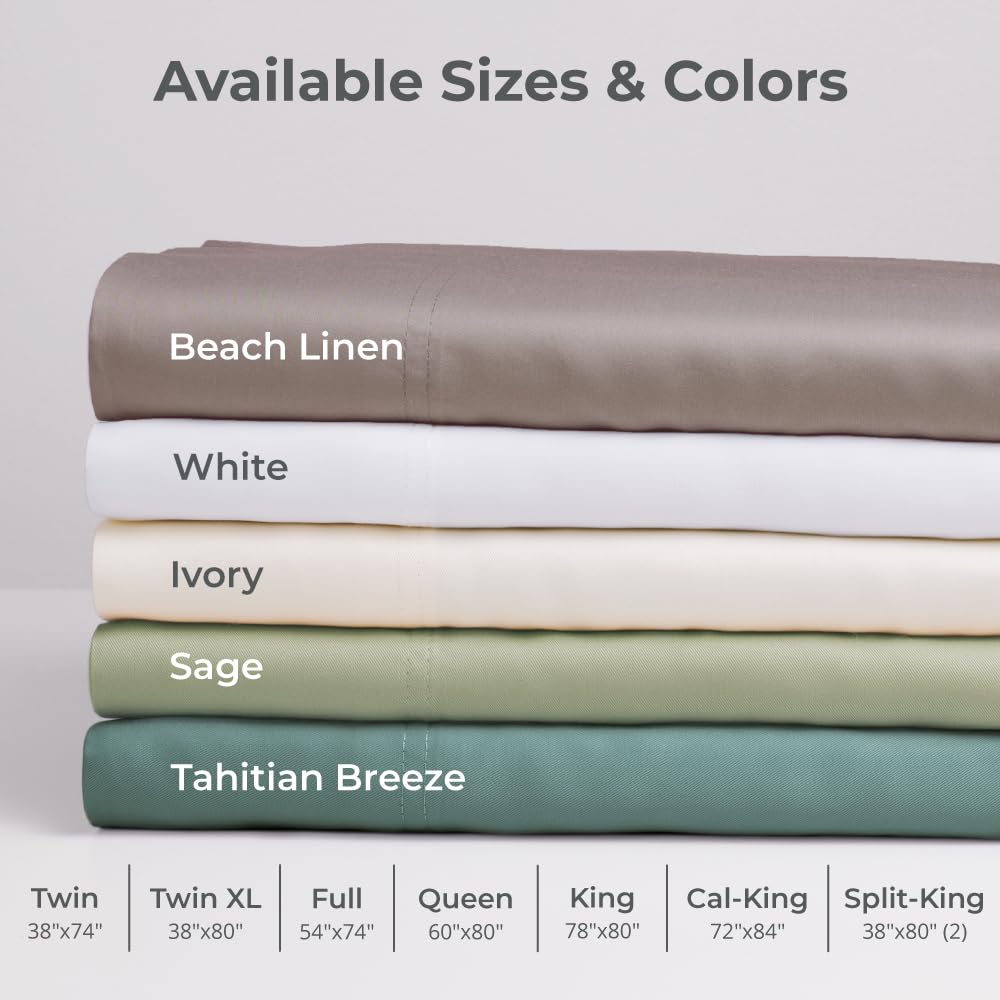 Cariloha Classic 4-Piece Twill Sheet Set - Queen Size Viscose Bamboo Sheets | Hypoallergenic, Ultra Soft & Cooling Bedding for Hot Sleepers | Perfect for Summer Nights, Luxury Hotels & Beach House Retreats