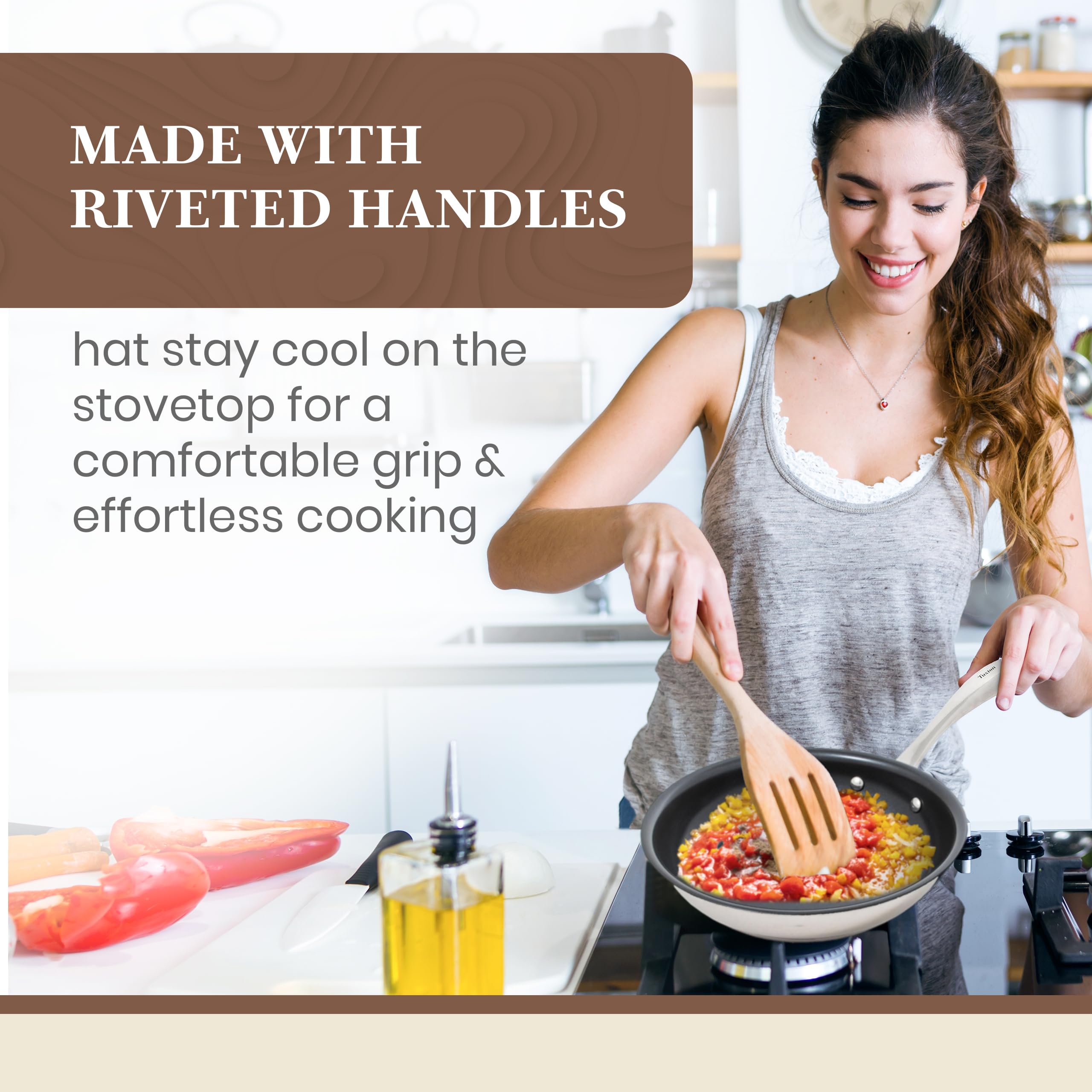 Non Stick Frying Pan Set - 2-Piece Stainless Steel Cookware with Ceramic Coating (8