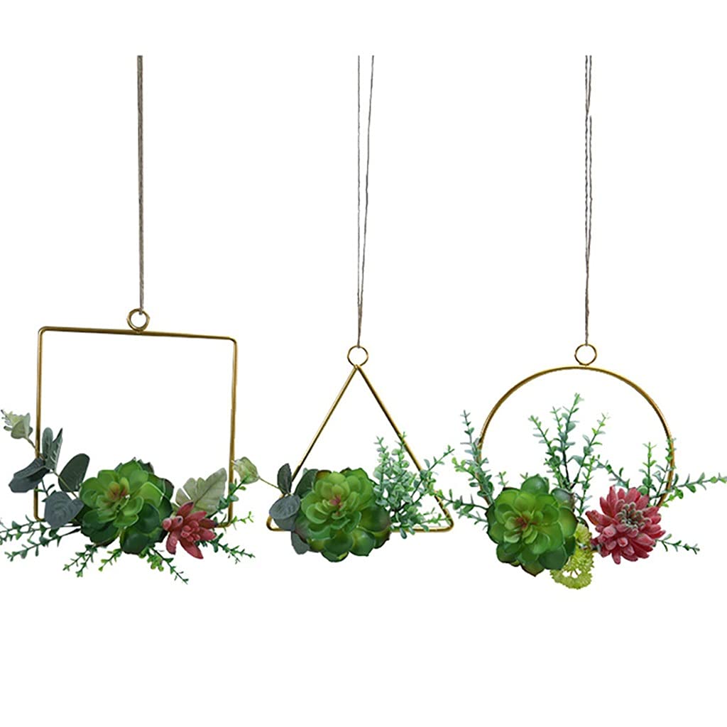 3pcs Artificial Succulent Wreath - Green Floral Hoop for Wedding Nursery Decor