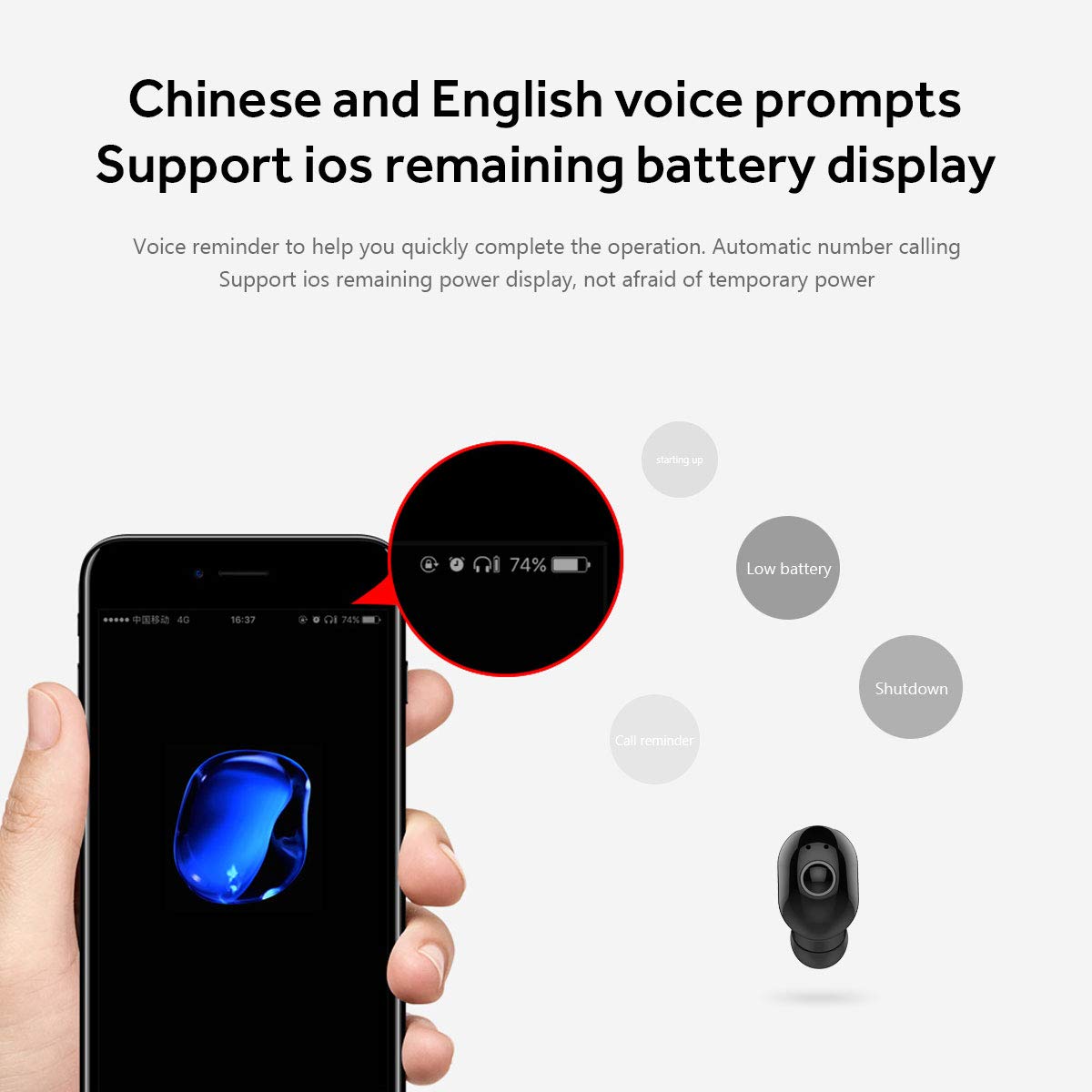 Bluetooth 5.0 Wireless Earbuds with Mic - 5 Hours Playtime, Mini In-Ear Headphones for iPhone, iPad, Samsung Galaxy, LG & Smartphones (Black) - Perfect for Gym, Running, Commuting & Work Calls