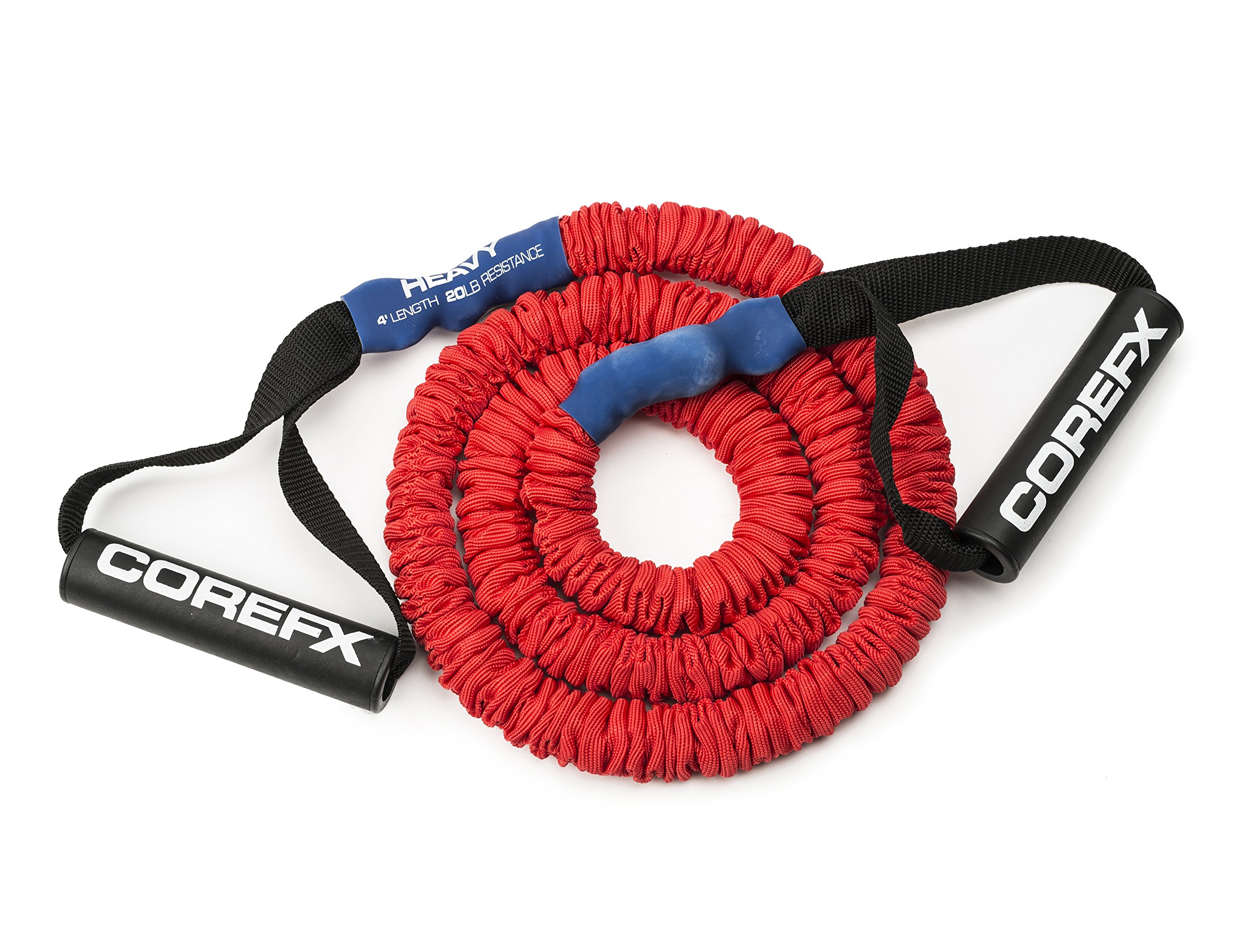COREFX Advanced Resistance Bands with Handles & Anti-Snap Sleeve - 4ft & 6ft Exercise Bands Set - 5 Resistance Levels for CrossFit, Strength Training, Home Workouts, Physical Therapy & Muscle Toning - Perfect for Gym, Travel & Rehabilitation Exercises