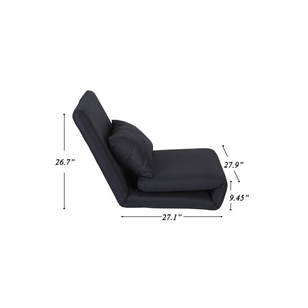 Relaxie Floor Chair - Black Linen Sleeper Sofa for Dorm, Bedroom & Living Room | Foldable Lounger for Reading, Gaming & TV Watching