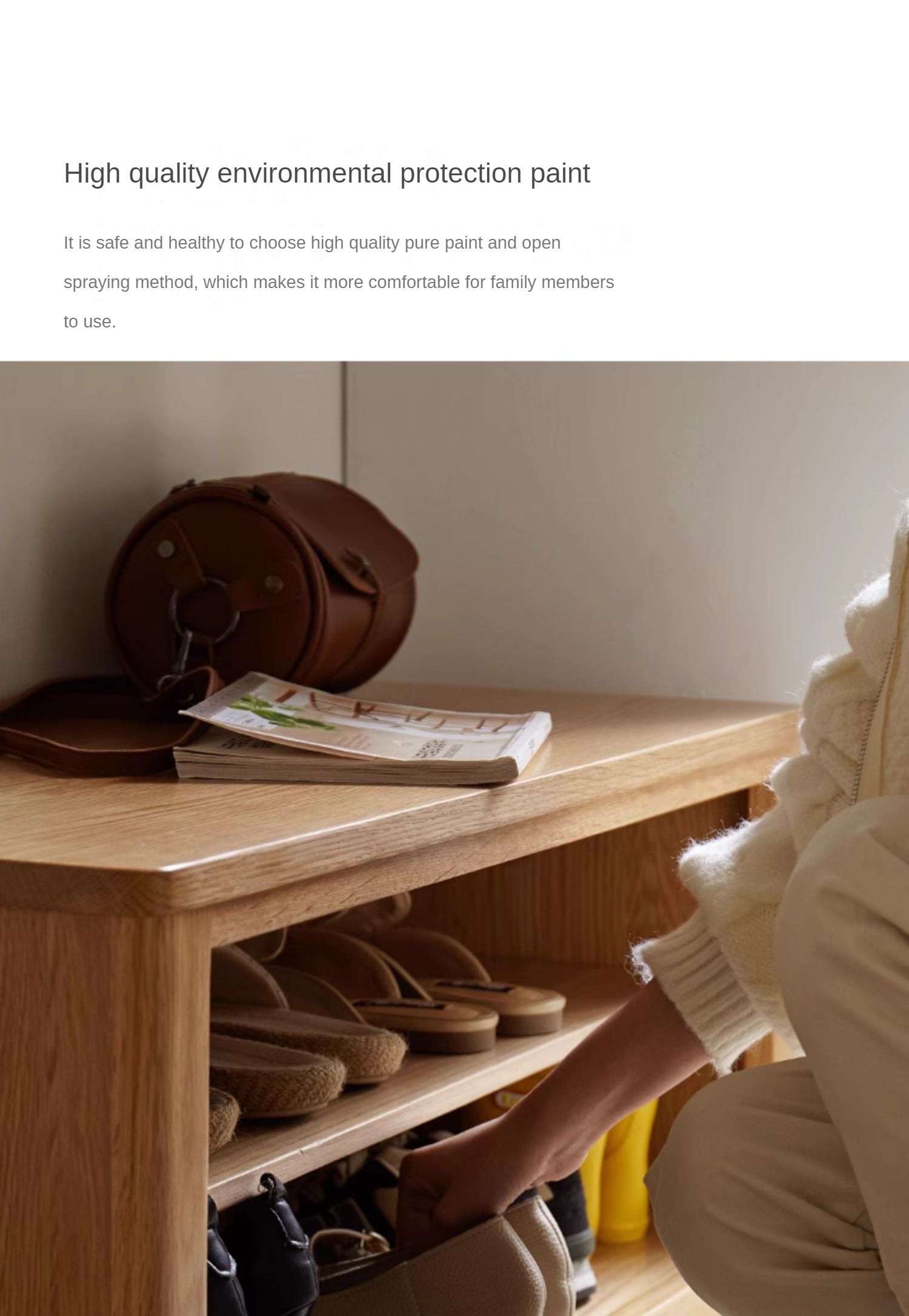 Solid Oak Wood Shoe Storage Bench with Cushion - Entryway Organizer for Shoes, Boots & Accessories - Perfect for Hallway, Mudroom & Closet Organization