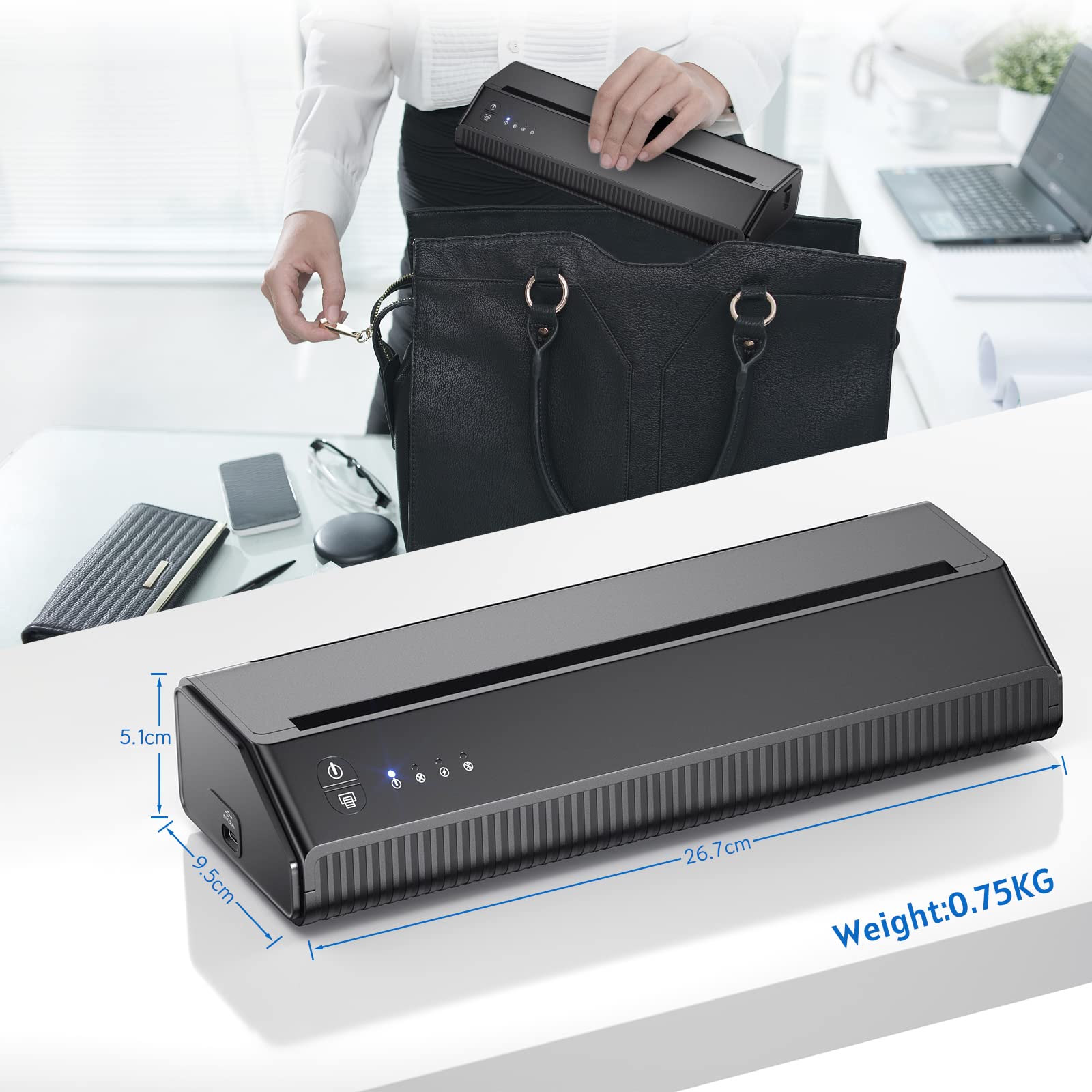 BIOMASER Wireless Thermal Printer for Tattoo Stencils - A4 Bluetooth Thermal Transfer Printer Compatible with iOS & Android Smartphones - Perfect for Tattoo Artists, Body Art Professionals & Temporary Tattoo Designs