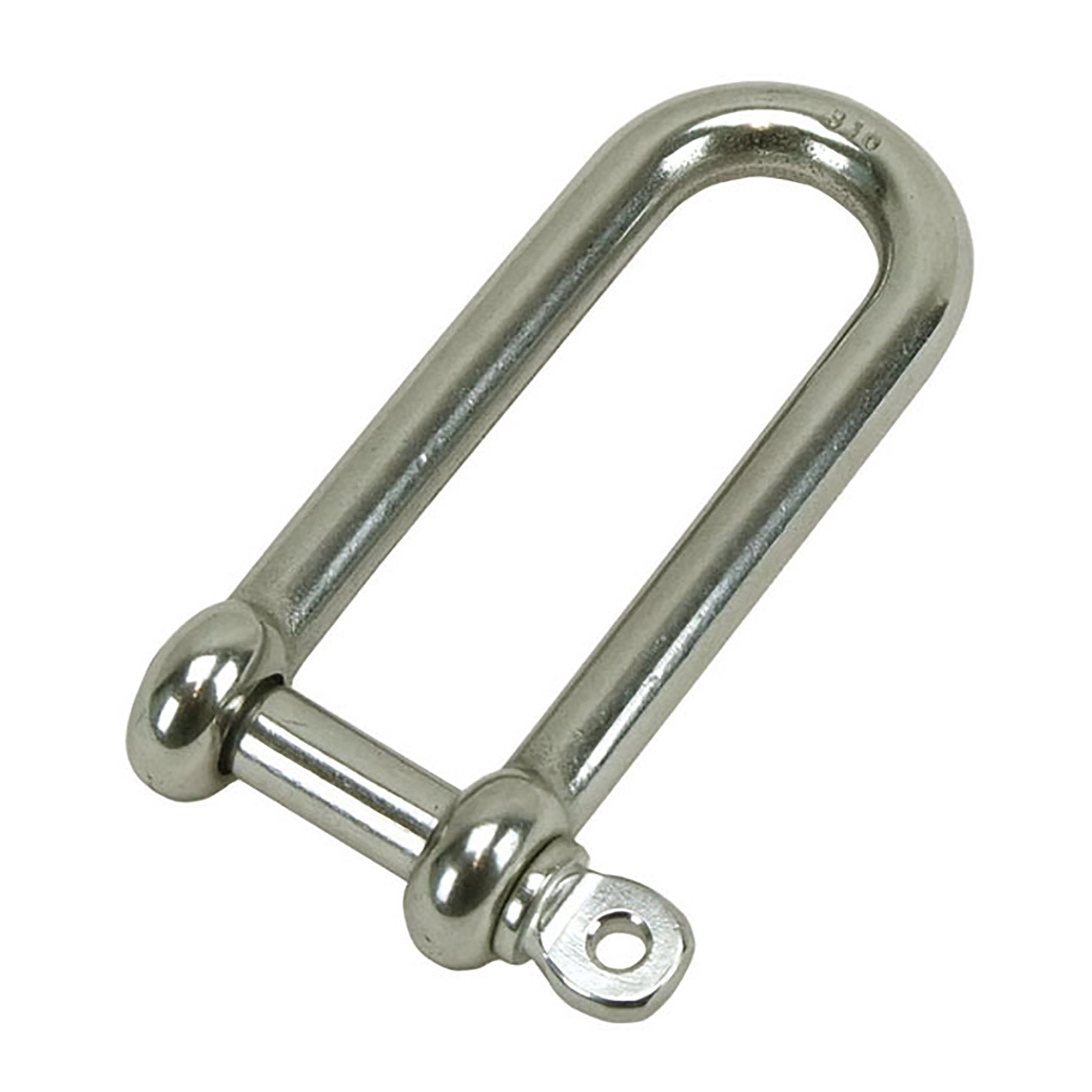 Stainless Steel M8 Elongated Shackle - Heavy Duty Durable Hardware for Marine, Rigging, and Outdoor Applications