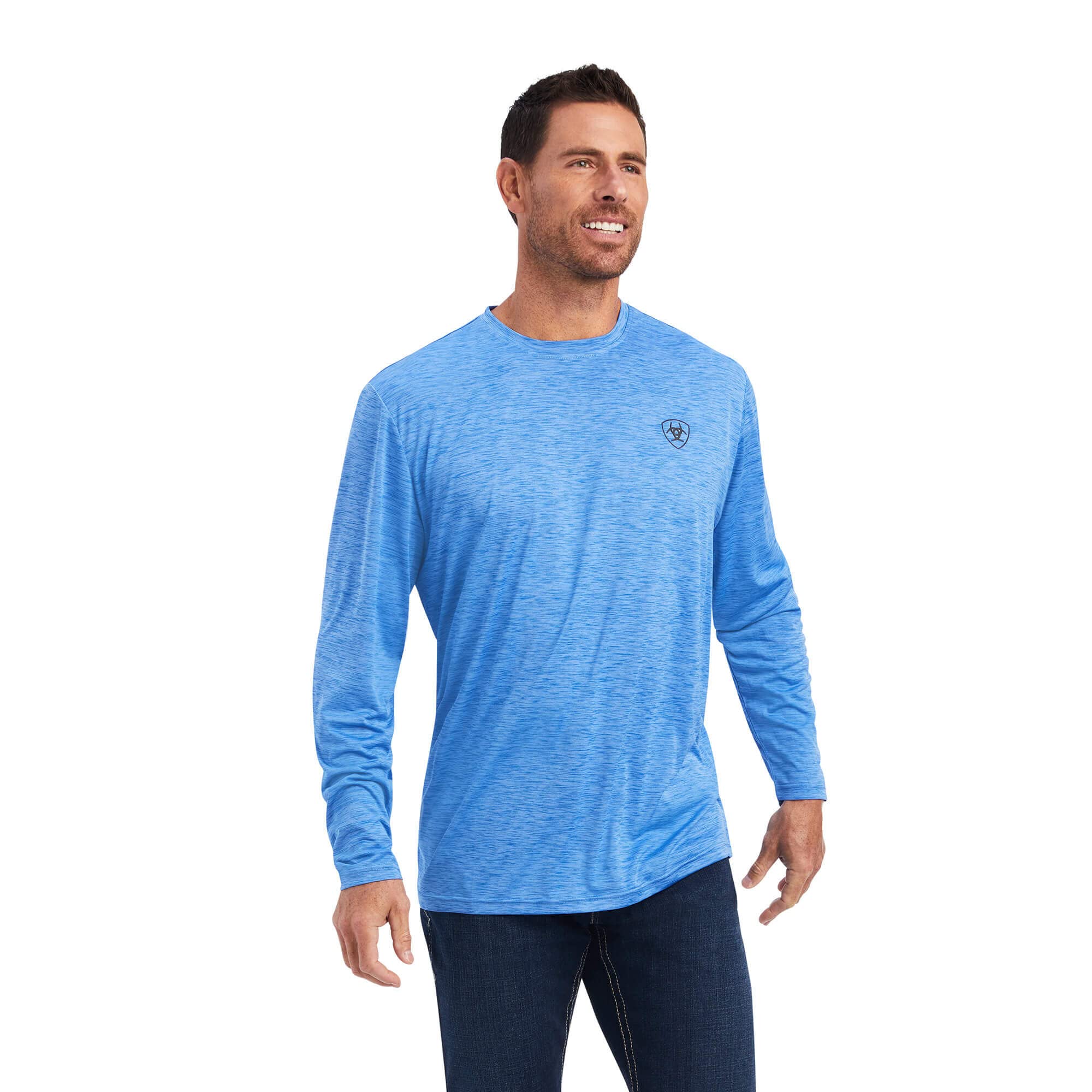 Ariat Men's Charger Land of The Free T-Shirt - Breathable Cotton Short Sleeve Tee for Casual Wear & Outdoor Activities - Olympian Blue, Small