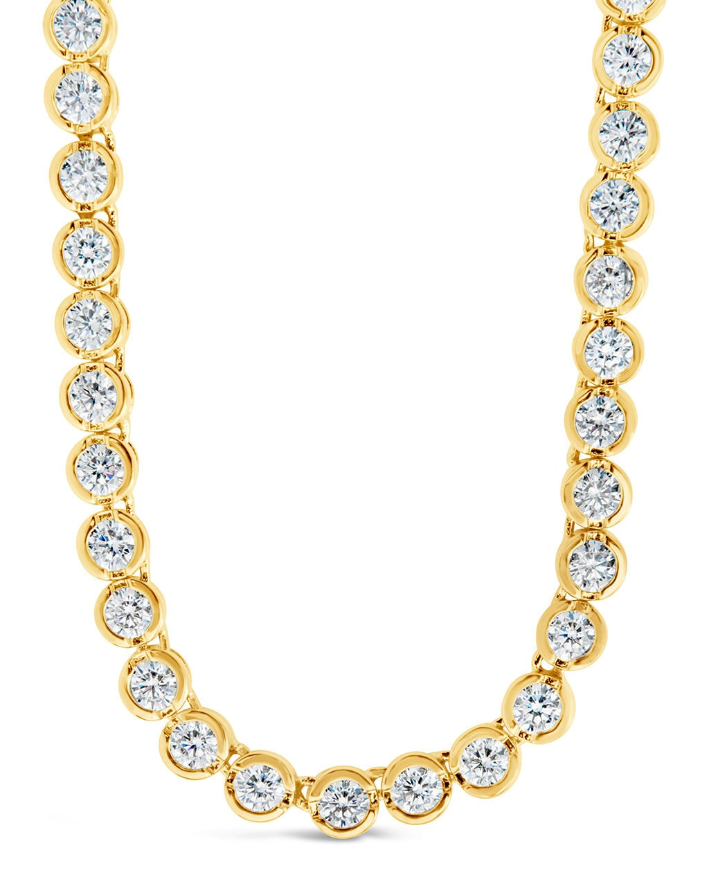 Helene Bezel CZ Tennis Necklace - 14K Gold Plated Cubic Zirconia Elegant Chain for Women | Perfect for Weddings, Parties & Special Occasions