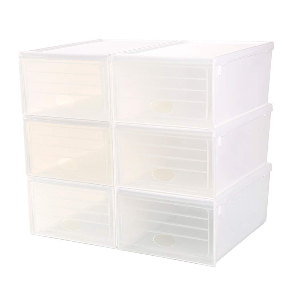 6-Pack Stackable Clear Plastic Shoe Boxes for Sneaker Storage & Wardrobe Organization