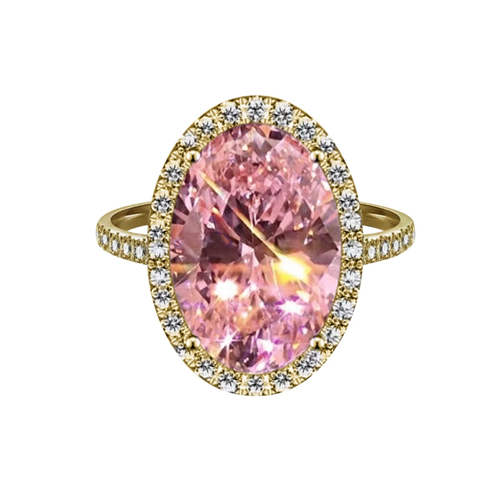 Men's Pink Rhinestone Ring - Elegant Diamond Wheel Ring for Women | Size 5-11 | Perfect for Parties & Gifts