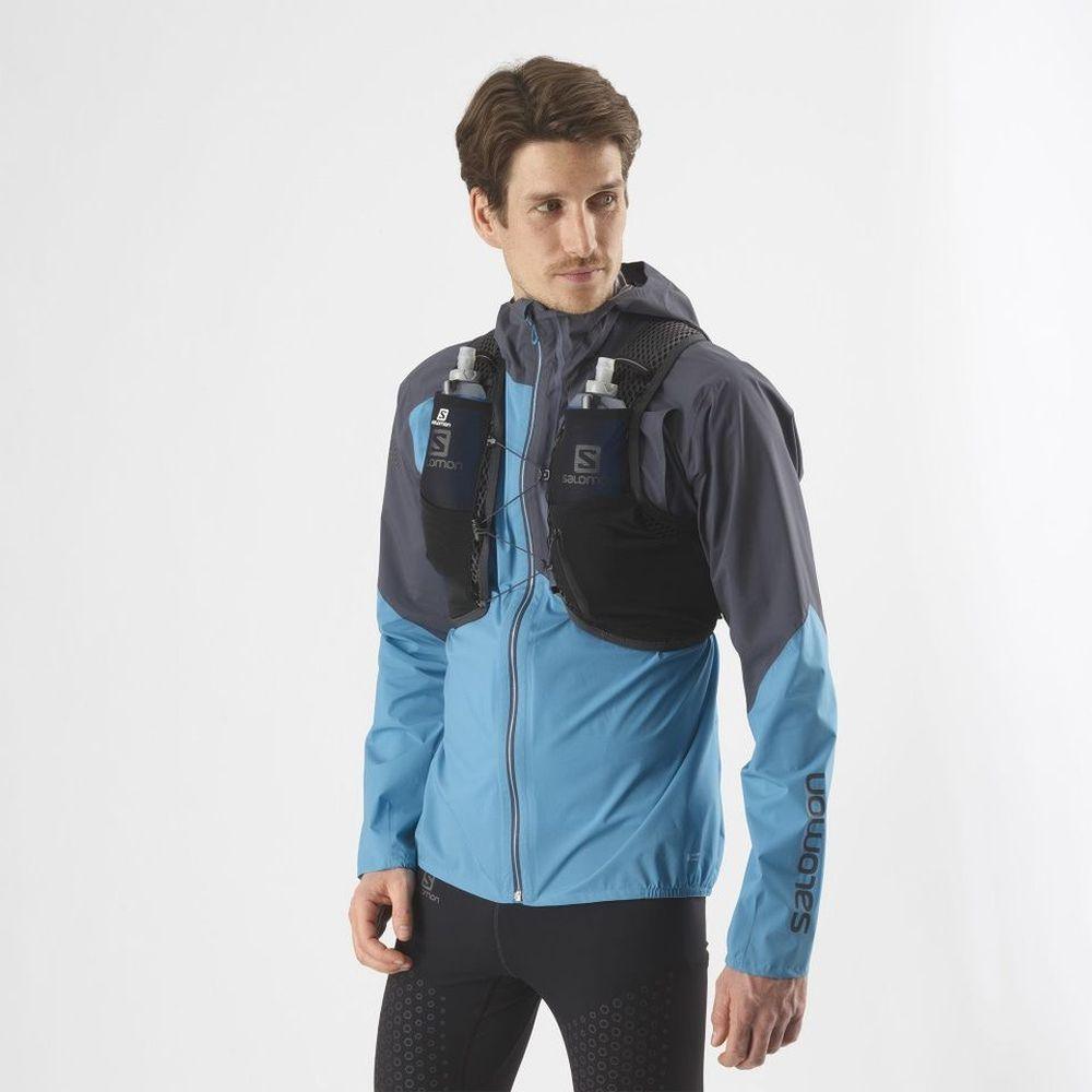 Salomon Unisex Active Skin 4 Hydration Running Vest with Water Flasks - Lightweight Breathable for Trail Running, Hiking & Outdoor Sports