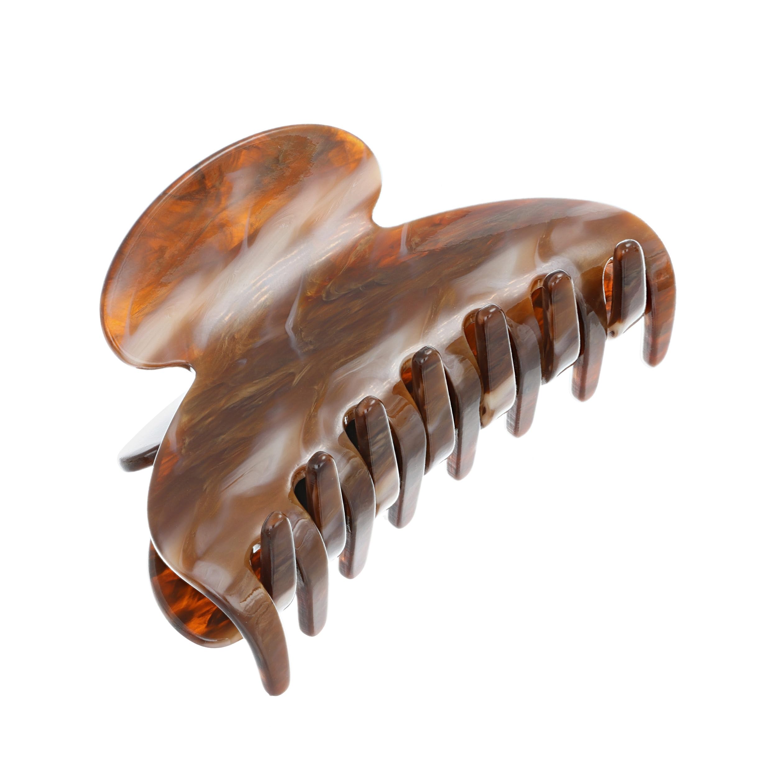 France Luxe Couture Jaw Hair Clip - Caramel Horn French Hair Claw Clip for Thick Hair | Cellulose Acetate Hair Clips for Women | Perfect for Updos, Ponytails & Everyday Hairstyles