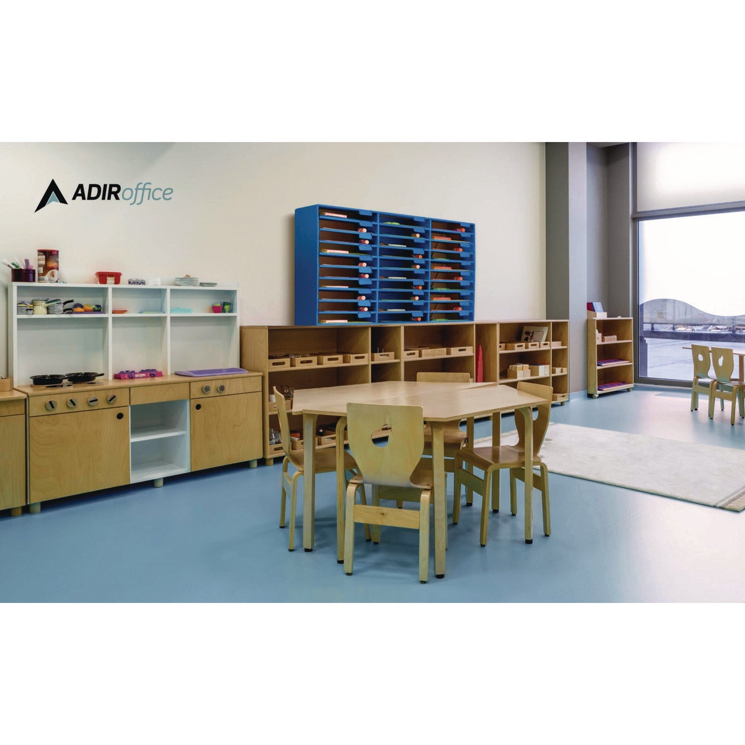 AdirOffice 30-Section Letter Size File Organizer - Classroom & Literature Storage - 32 x 13 x 21 Inches - Blue - Perfect for Teachers, Students & Office Organization