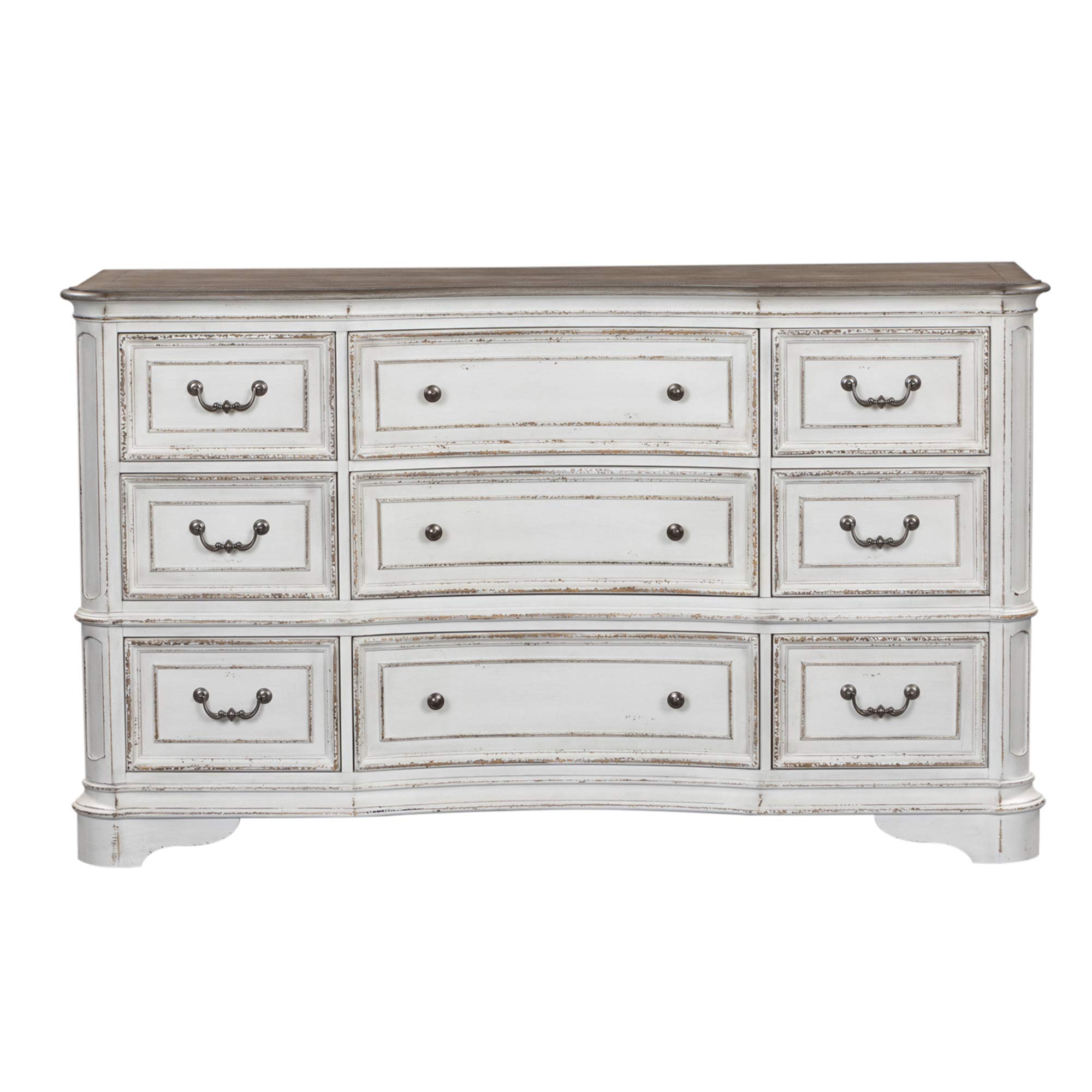 Magnolia Manor 9-Drawer Dresser in Antique White - Vintage Style Bedroom Dresser with Spacious Storage for Clothes, Bedding & Accessories | Perfect for Master Bedroom, Guest Room or Nursery Organization