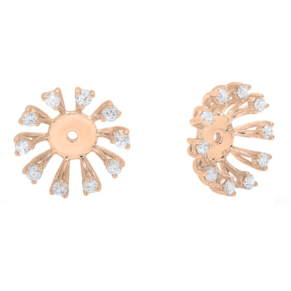 0.30 Carat Round Diamond Stud Earrings with Removable Jackets - Dazzlingrock Collection (1/3 CT) | Perfect for Weddings, Parties & Special Occasions