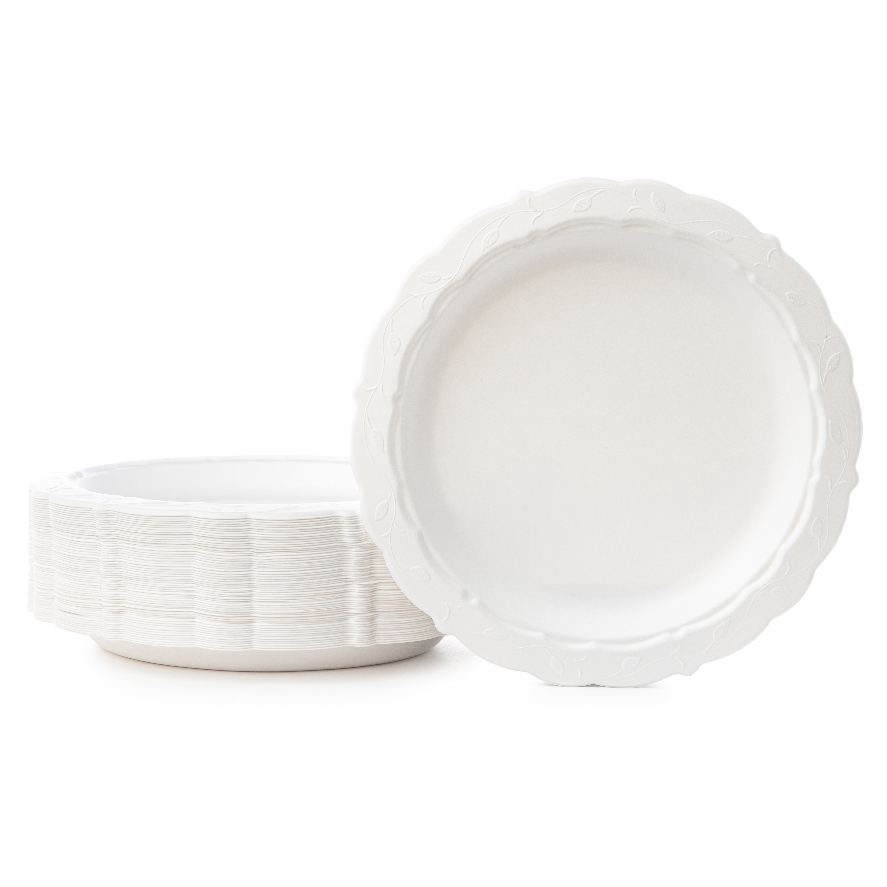 Eco-Friendly 100% Compostable Disposable Plates - 18 Pack Round Natural Bagasse/Sugarcane Plates for Parties, Picnics & Events | Biodegradable & Sustainable Dinnerware