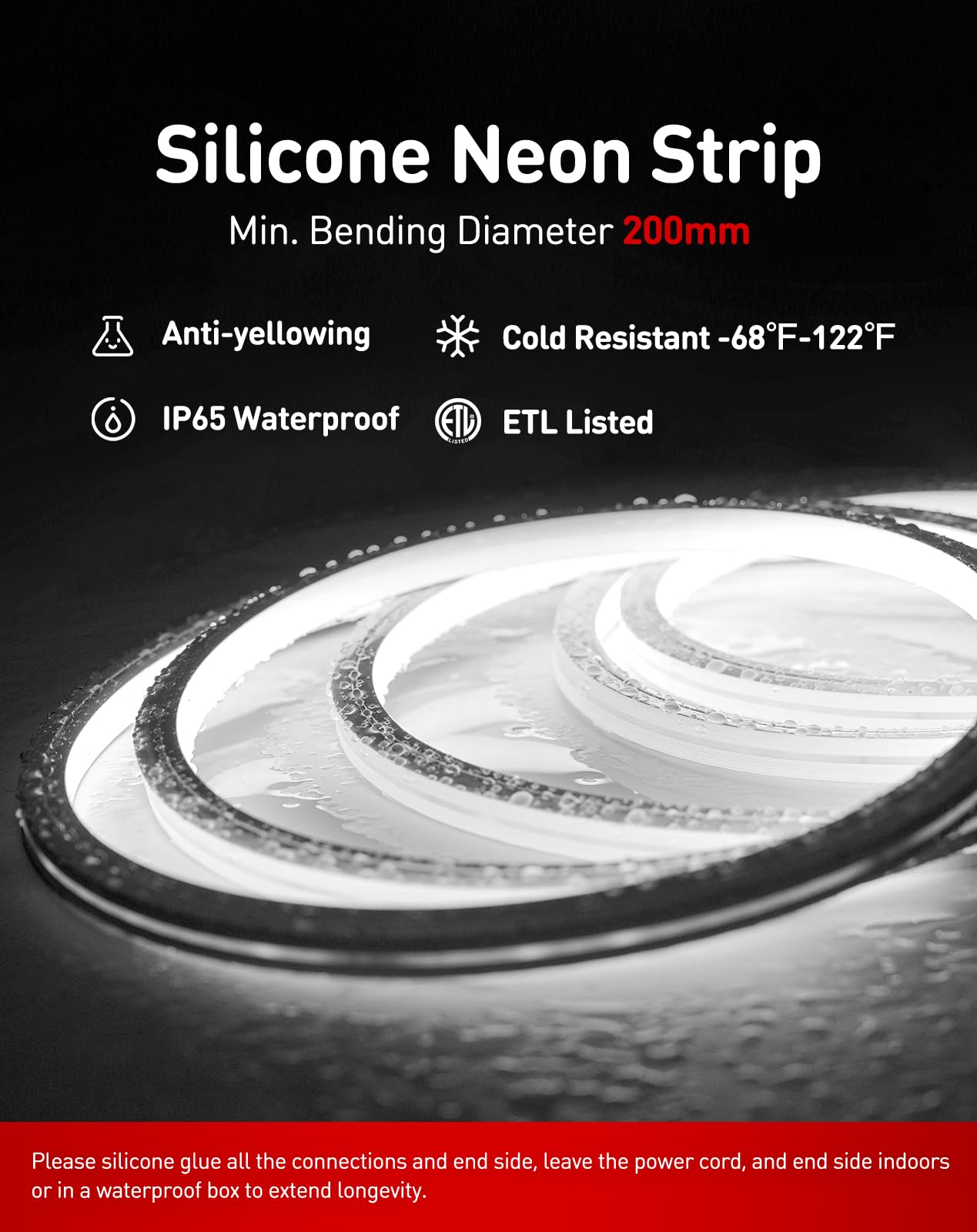 Shine Decor 3D LED Neon Rope Lights - 65.6ft Cool White (6000K) Dotless Flexible Strip - 400LM Driverless IP65 Waterproof & Cold-Resistant - ETL Certified for Indoor/Outdoor Home & Commercial Decor - Perfect for Bedrooms, Bars, Weddings & Signage