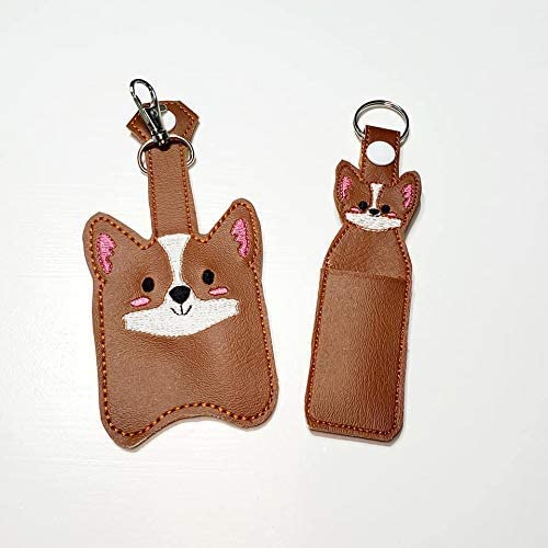 Cute Corgi Hand Sanitizer Holder Keychain - Lip Balm Holder Keychain for Purse, Backpack & Keys - Sanitizer Accessories for Travel, Office & Daily Use