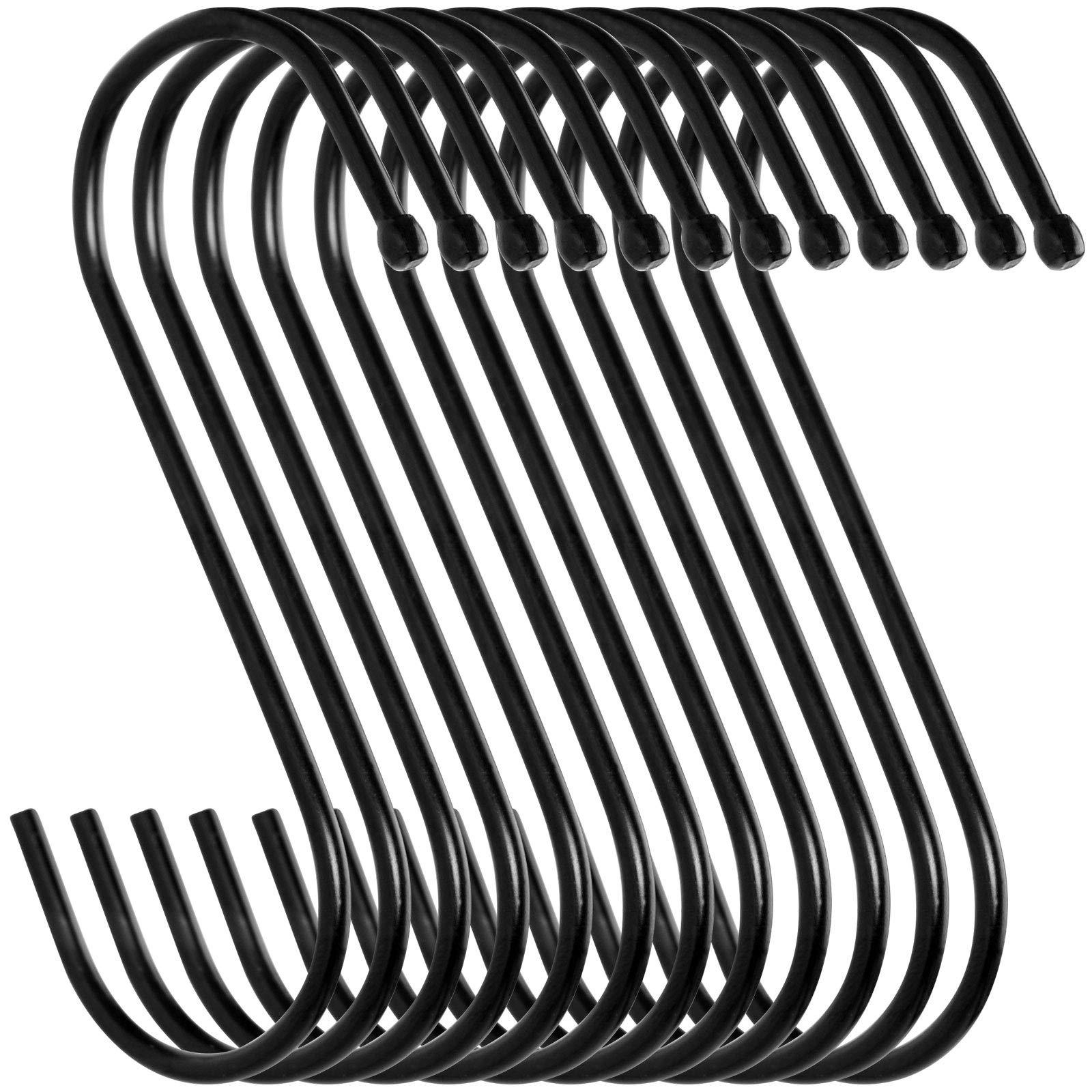 12-Pack Heavy Duty S-Hooks for Wire Shelving & Storage - Magnetic Hanging Hooks for Pots, Pans, Clothing Racks & More - Perfect for Garage, Kitchen & Closet Organization