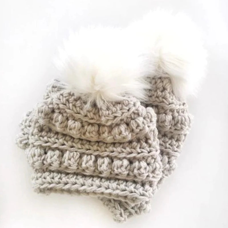 I'm In The Loop Linen Child Bobble Beanie - Soft Baby Knit Hat for Boys & Girls - Perfect for Winter Outings & Photoshoots
