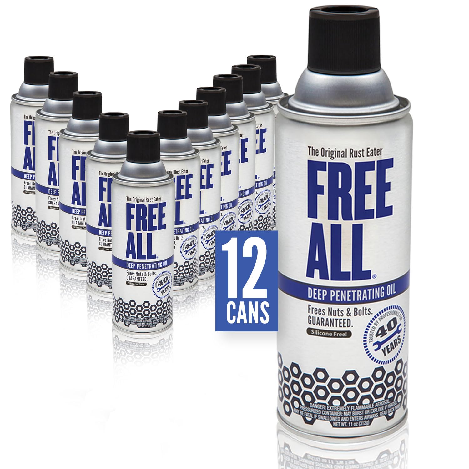 Deep Penetrating Oil Rust Remover - 11oz Aerosol (12 Pack) for Rusty Nuts, Bolts & Pipes