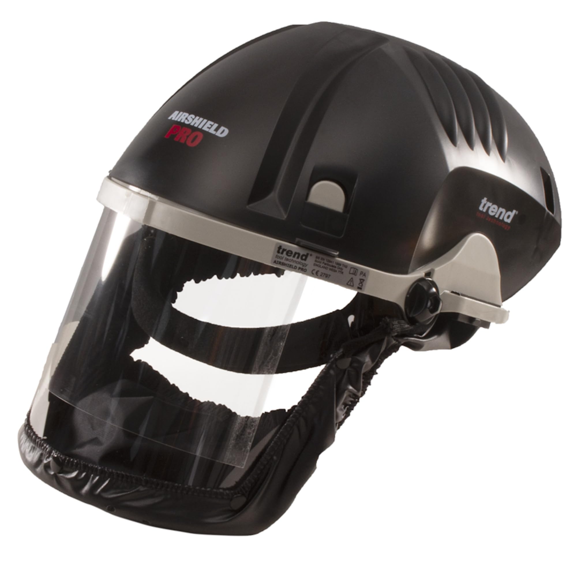 Trend Airshield Pro Full Face Shield - Battery Powered Dust Mask with Air Circulation for Woodworking, Construction & DIY Projects - Protective Gear for Sawing, Sanding & Grinding