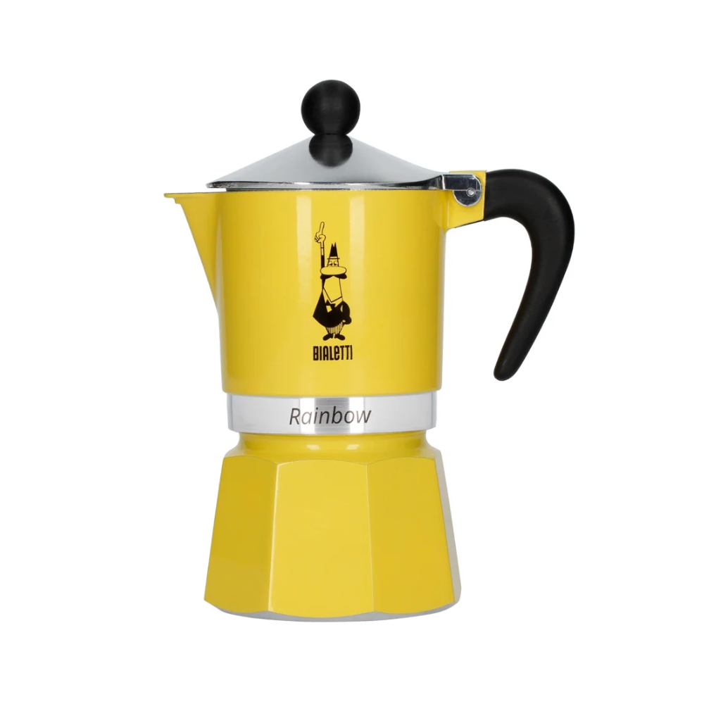 Bialetti Rainbow Yellow Stovetop Espresso Maker - 6 Cup Moka Pot for Rich Italian Coffee - Perfect for Home, Office, and Camping Use