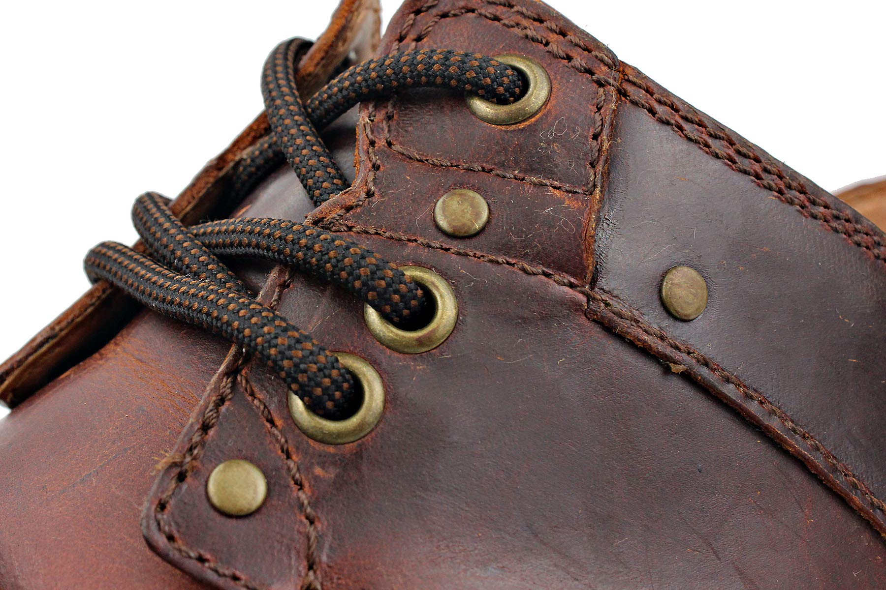 OSSTONE Men's Fashion Lace-Up Leather Chukka Motorcycle Boots - Casual Riding Shoes OS-6015-1 (Red/Brown) - Perfect for Motorcycle Riding, Outdoor Adventures & Everyday Wear