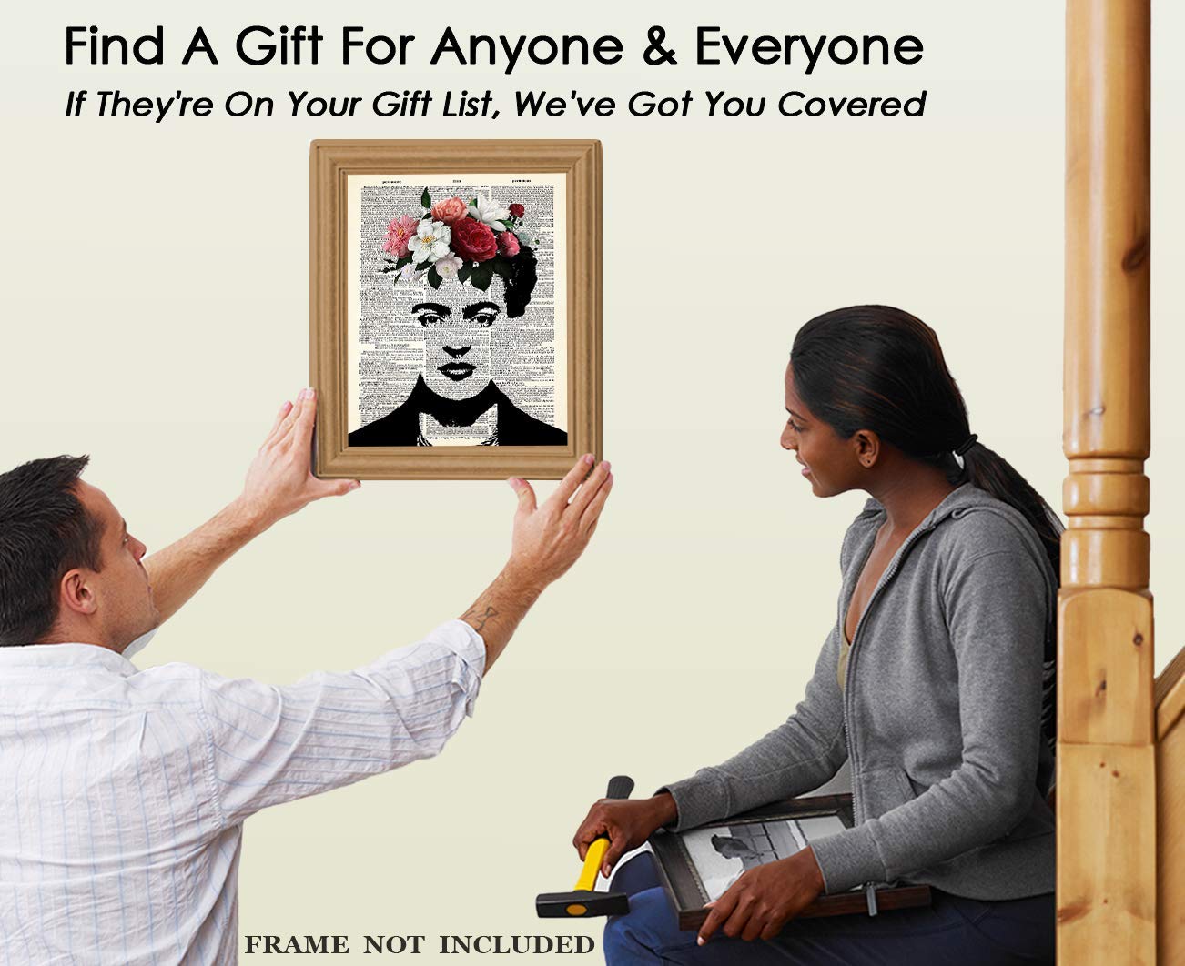 Frida Kahlo Flower Head Abstract Wall Art Print - Minimalist Boho Aesthetic Poster for Home Office Bedroom Living Room Decor - 8x10 Inches Unframed - Perfect for Gallery Walls & Modern Interior Design