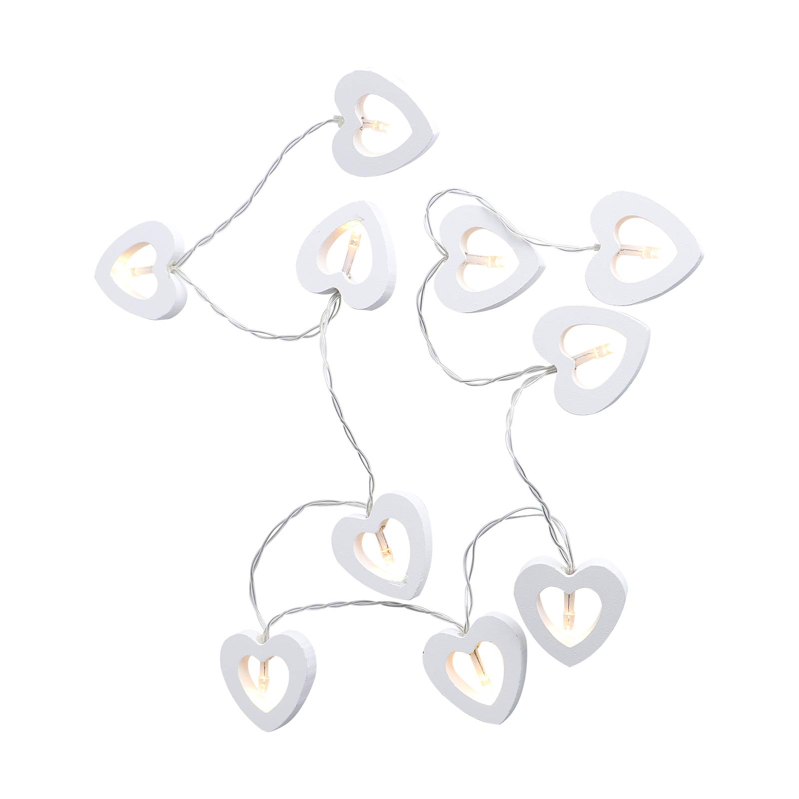 INOOMP 1pc Wooden Peach Heart LED String Lights - Romantic Decorative Fairy Lights for Bedroom, Wedding, Party & Home Decor - Battery Operated Warm White Atmosphere Lighting