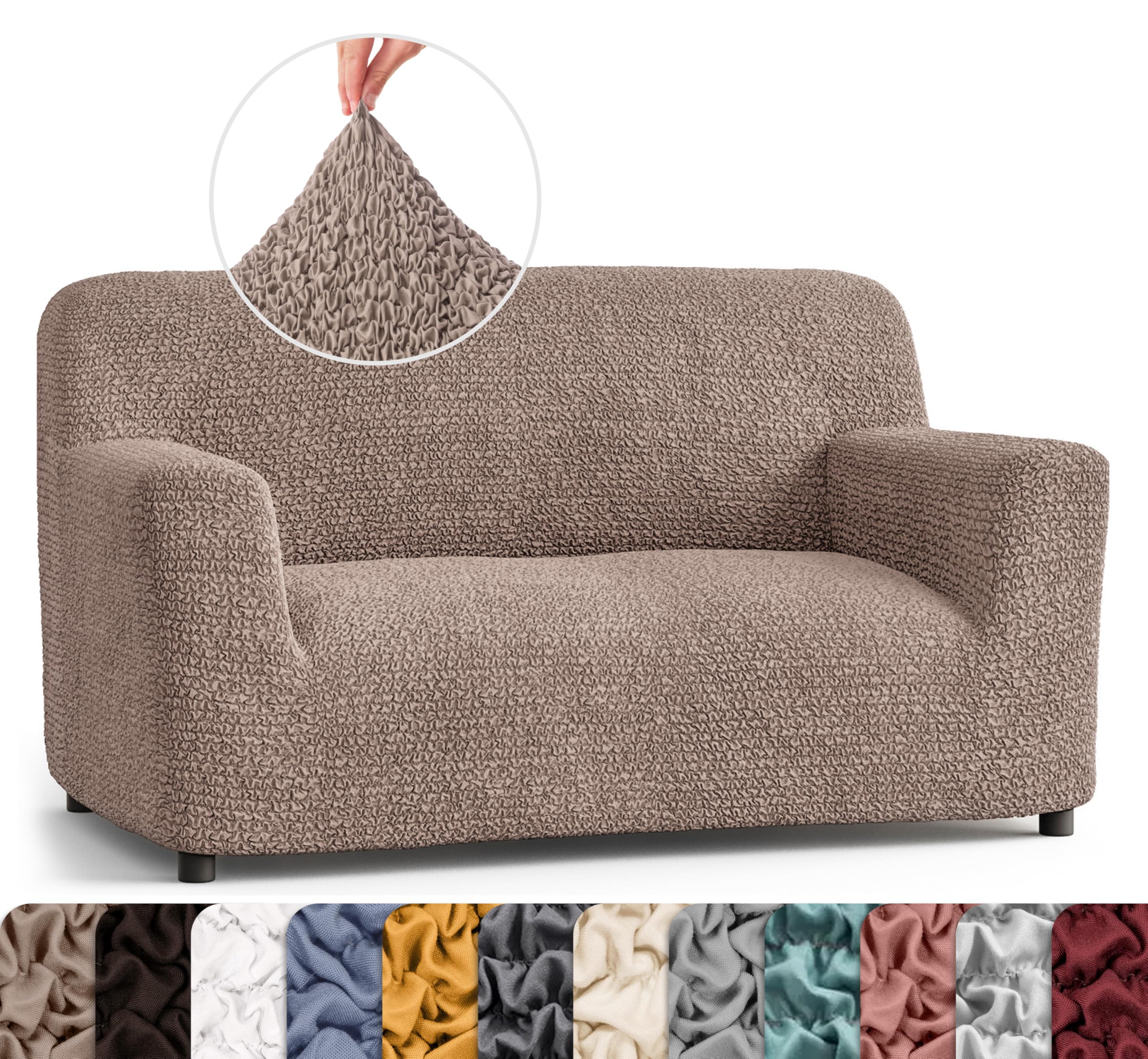 PAULATO BY GA.I.CO. Stretch Loveseat Slipcover - Oversized Chair & Couch Cover - Washable Microfiber Sofa Protector - 1-Piece Form Fit Design - Marsala Color - Perfect for Living Room, Bedroom & Home Decor
