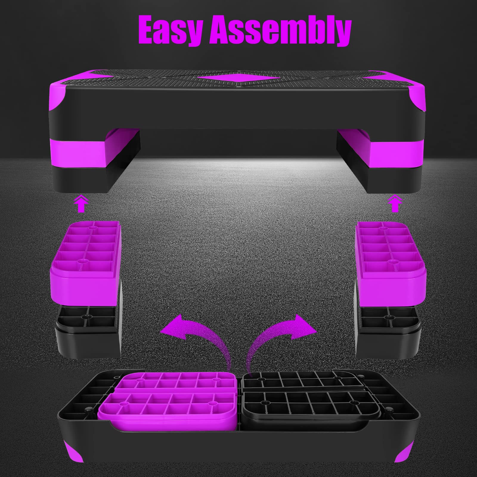 Adjustable Aerobic Stepper Platform - Workout & Exercise Trainer for Home Gym, Cardio, Fitness Training - Perfect for HIIT, Step Aerobics & Leg Workouts
