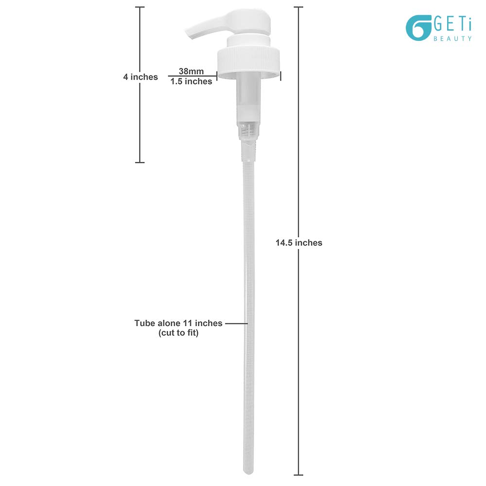 Geti Beauty Universal Gallon Shampoo Pump Dispenser - 128oz Liquid Pump for Shampoo, Conditioner, Hand Sanitizer, Massage Oil, Creams & Pet Shampoo - 4cc Output (6-Pack) - Perfect for Salon, Home & Pet Grooming Use