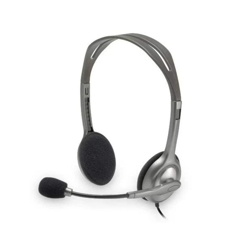 Logitech H110 Stereo Gaming Headset with Noise-Canceling Mic - Comfortable Over-Ear Headphones for PC, Laptop, Gaming, Online Classes & Remote Work