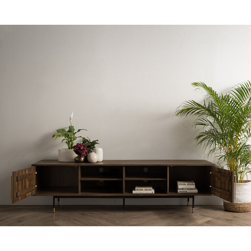 Solid Acacia Wood TV Stand 200cm - Hamilton Entertainment Unit in Toffee Color | Perfect for Living Room & Home Theater Setup