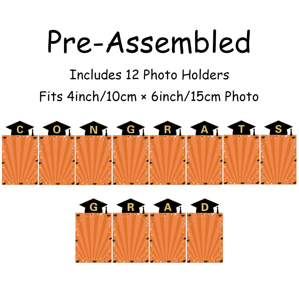 2025 Graduation Photo Banner - Orange Congrats Grad Banner for High School & College, Graduation Party Decorations, Bunting Banner for Senior Grad Party Supplies - Perfect for Graduation Ceremonies, Photo Backdrops & Party Decor